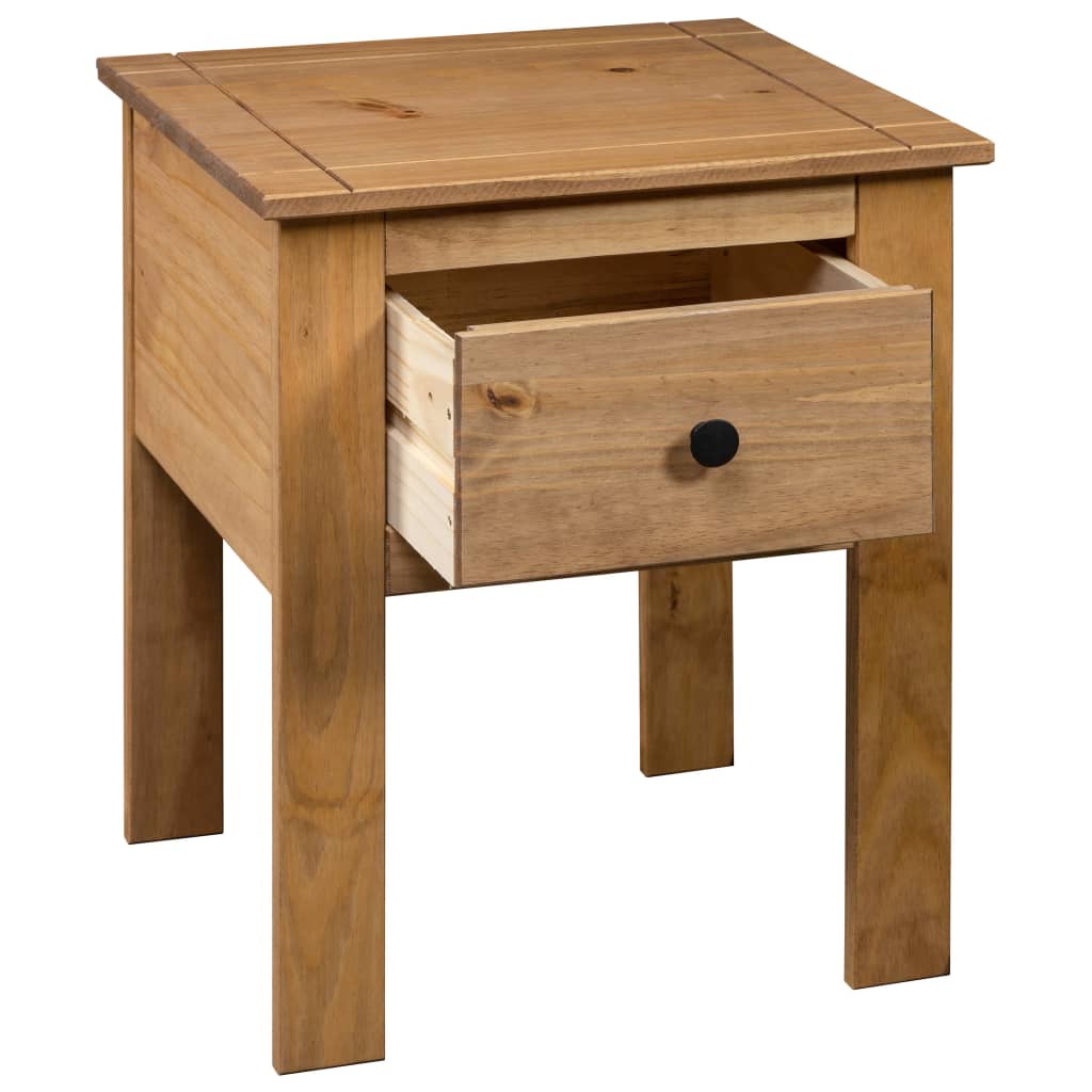 Wooden side table with a drawer on a white background