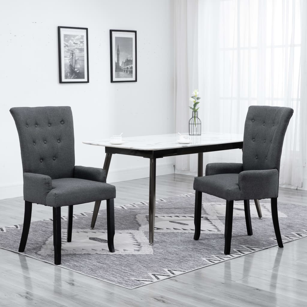 vidaXL Dining Chairs Accent Dining Chair with Armrests for Home Kitchen Fabric-11