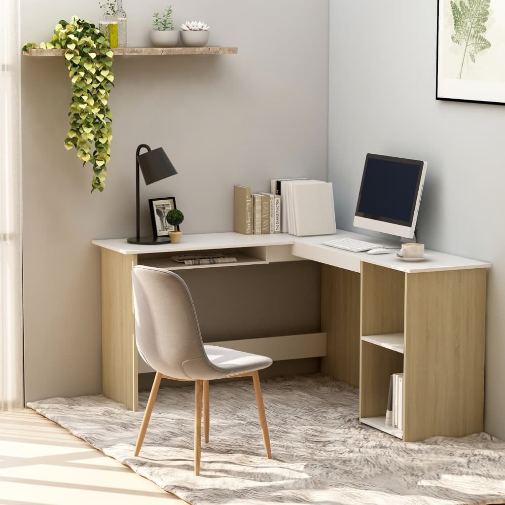 vidaXL Corner Desk L-Shaped Computer Desk Workstation Table Engineered Wood-13