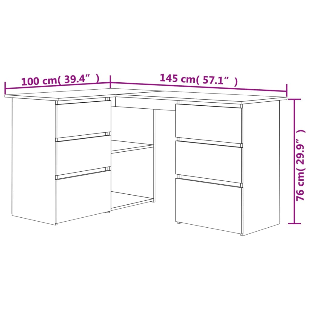 vidaXL Corner Desk Computer Desk Workstation Table Workstation Engineered Wood-0