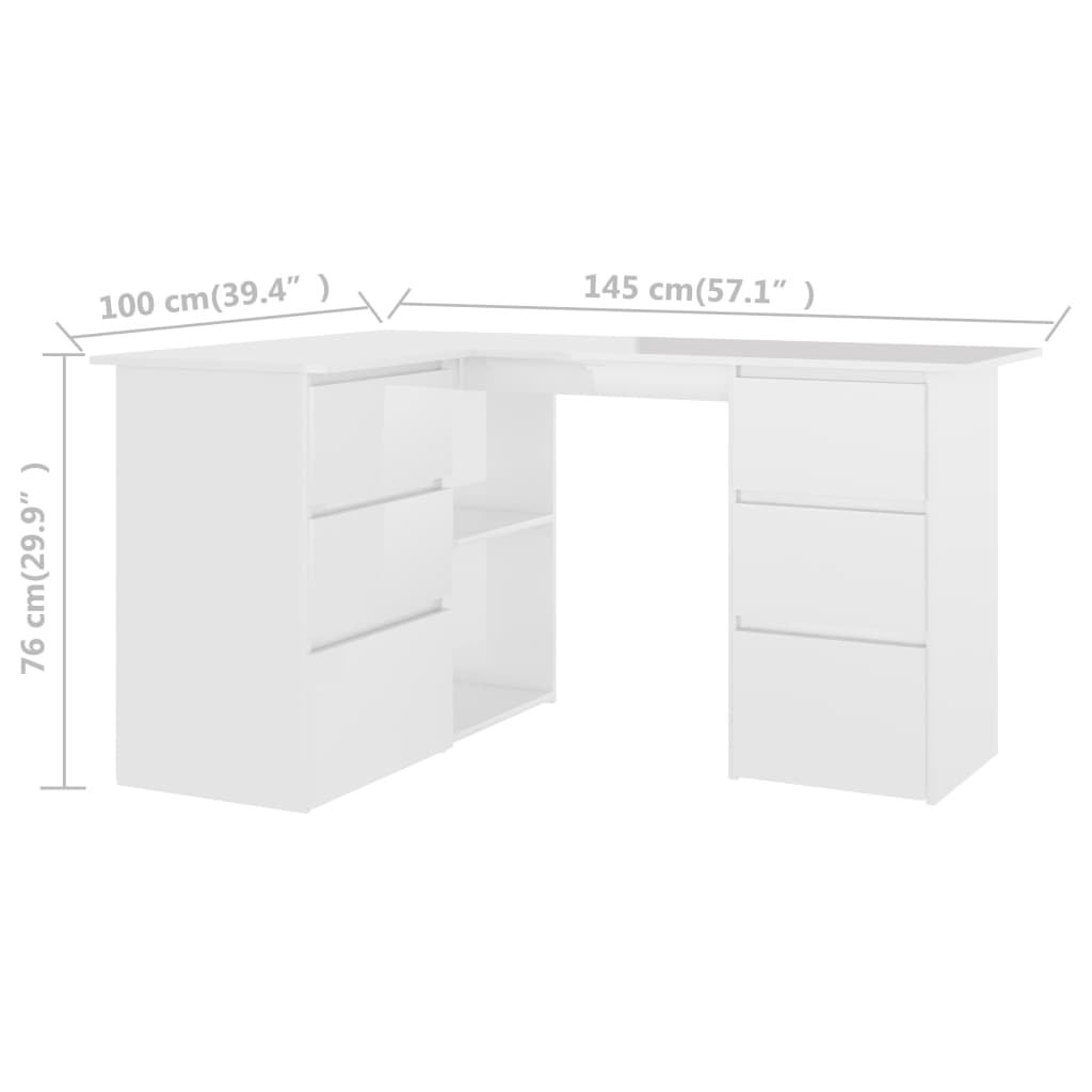 vidaXL Corner Desk Computer Desk Workstation Table Workstation Engineered Wood-3
