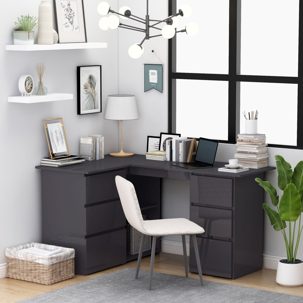 vidaXL Corner Desk Computer Desk Workstation Table Workstation Engineered Wood-9