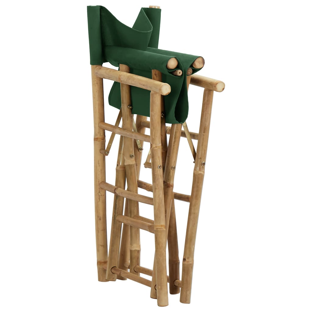 vidaXL Folding Director's Chairs 2 Pcs Outdoor Camping Chair Bamboo and Fabric-2