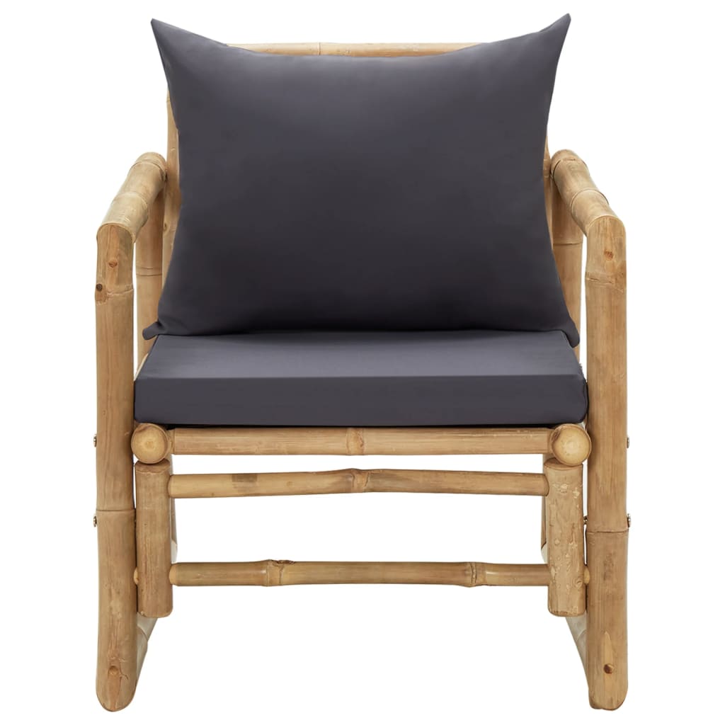 vidaXL Patio Chairs 2 Pcs Outdoor Patio Dining Chair with Cushions Bamboo-2