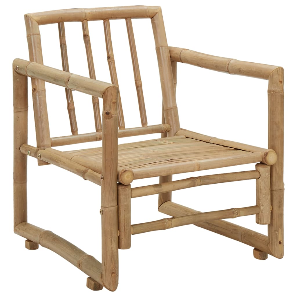 vidaXL Patio Chairs 2 Pcs Outdoor Patio Dining Chair with Cushions Bamboo-4