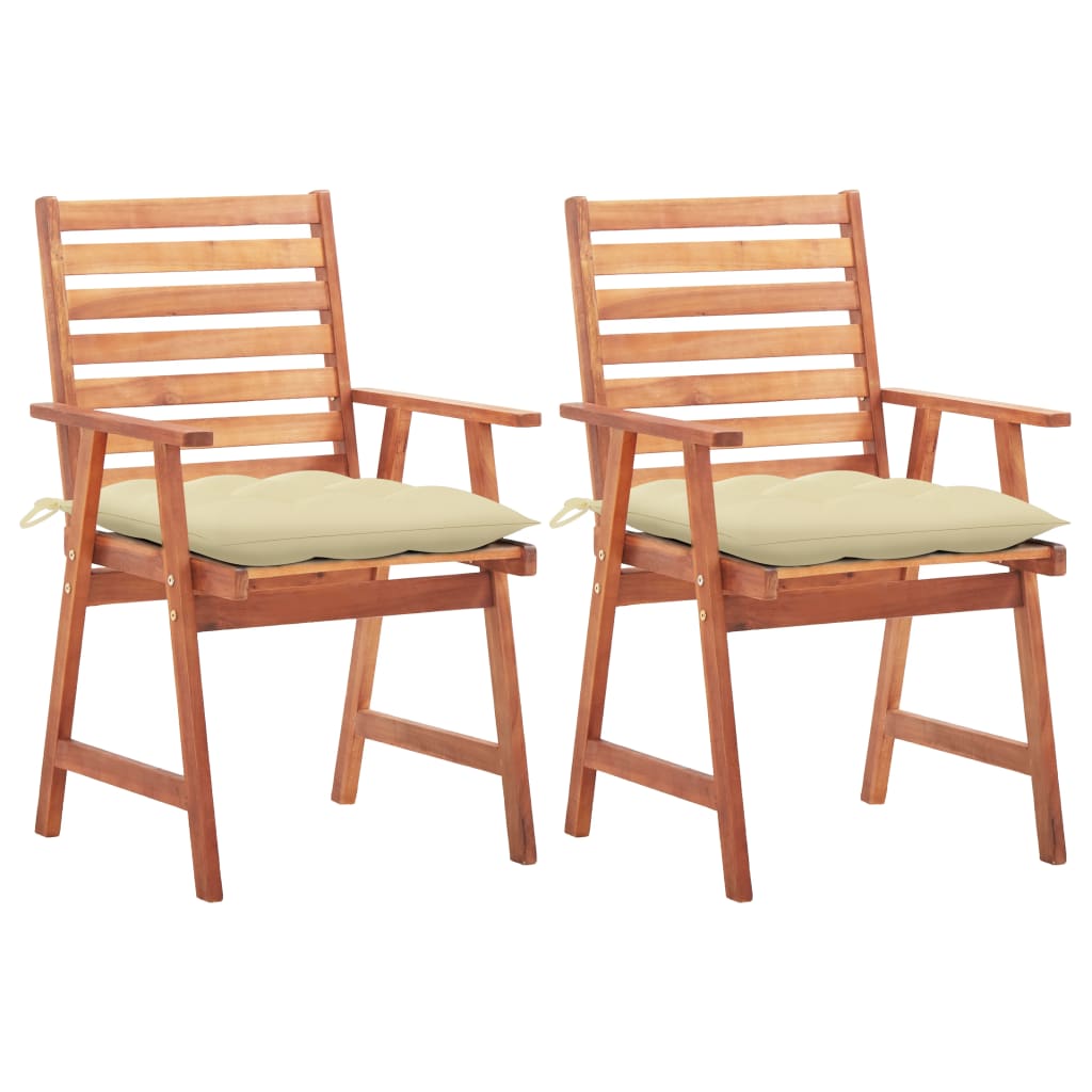 vidaXL Patio Dining Chairs Outdoor Patio Chair with Cushions Solid Wood Acacia-23