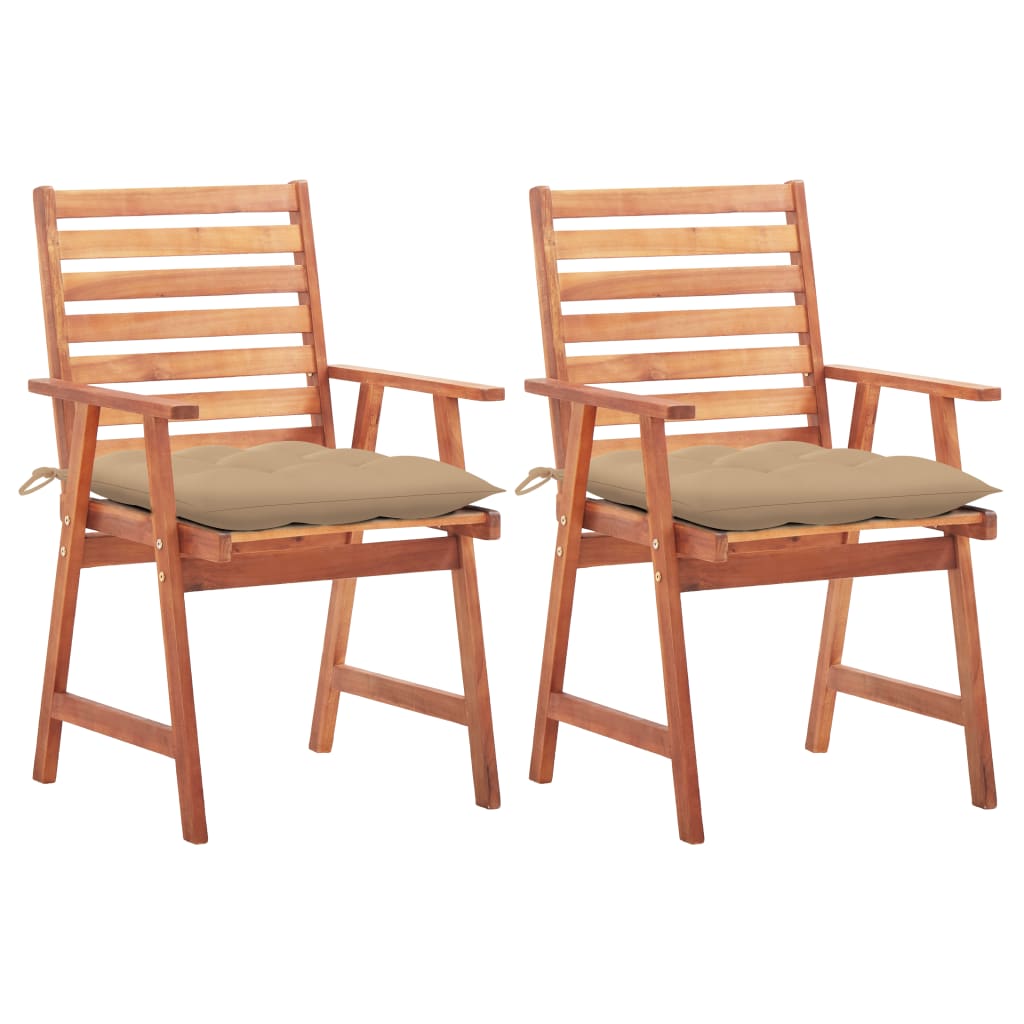 vidaXL Patio Dining Chairs Outdoor Patio Chair with Cushions Solid Wood Acacia-11