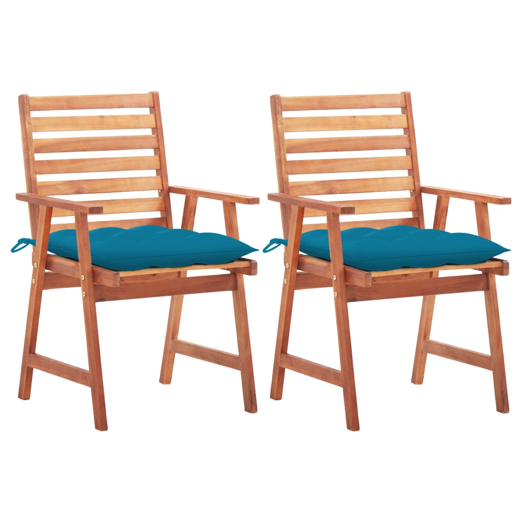 vidaXL Patio Dining Chairs Outdoor Patio Chair with Cushions Solid Wood Acacia-52