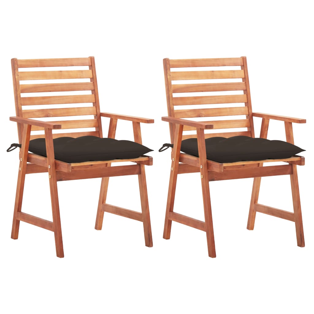 vidaXL Patio Dining Chairs Outdoor Patio Chair with Cushions Solid Wood Acacia-46