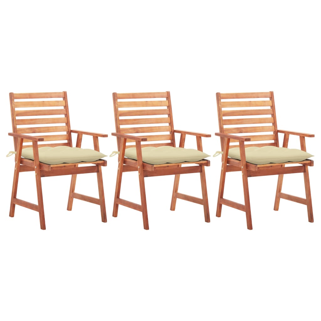 vidaXL Patio Dining Chairs Outdoor Patio Chair with Cushions Solid Wood Acacia-20