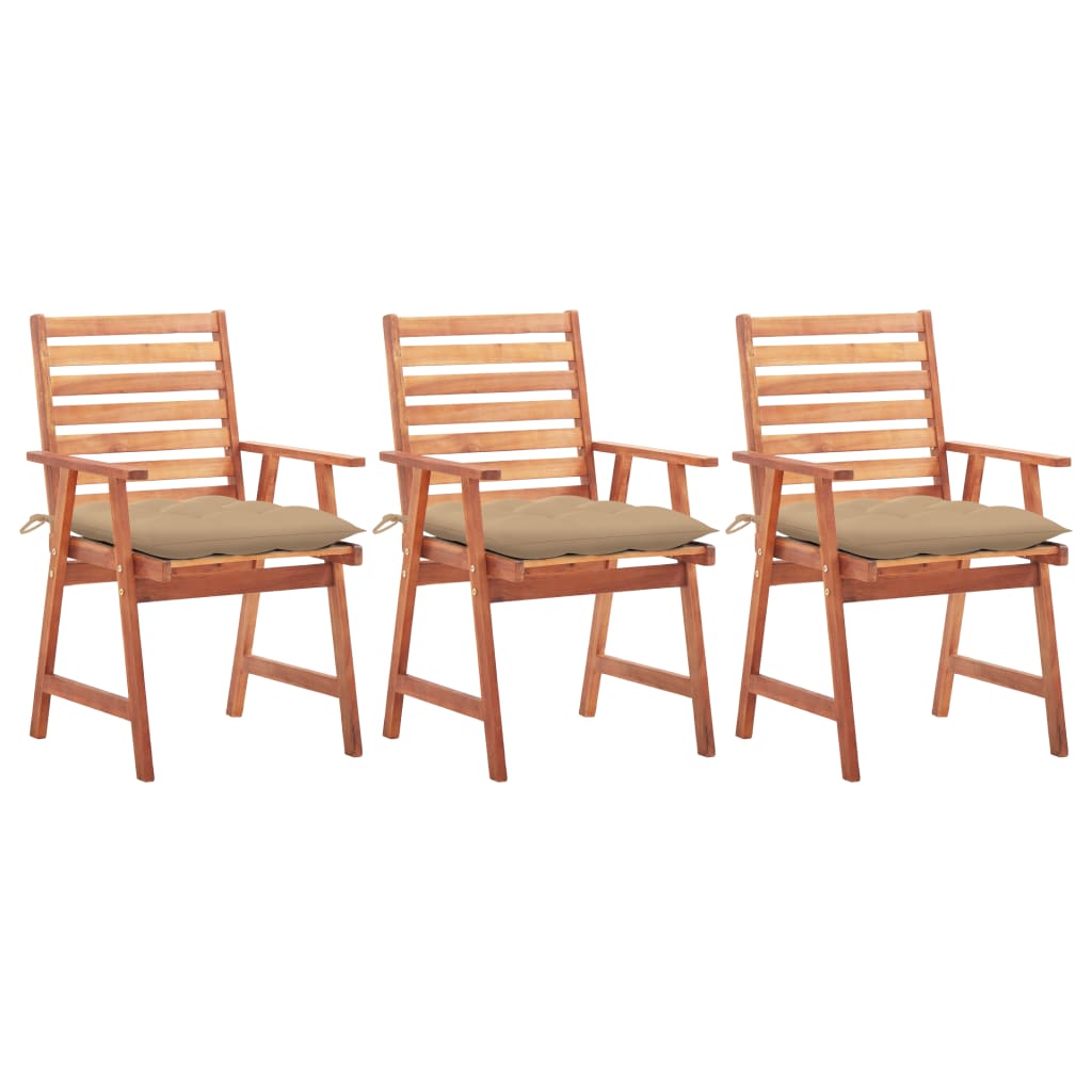 vidaXL Patio Dining Chairs Outdoor Patio Chair with Cushions Solid Wood Acacia-14