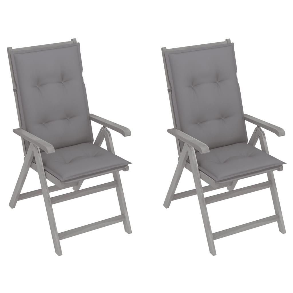 vidaXL Outdoor Recliner Chairs Patio Chair with Cushions Solid Wood Acacia-3