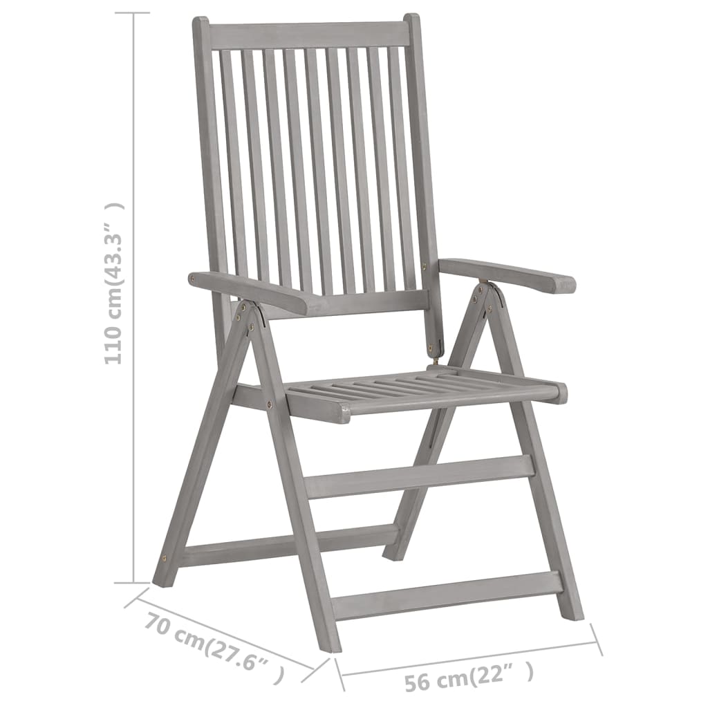 vidaXL Outdoor Recliner Chairs Patio Chair with Cushions Solid Wood Acacia-4
