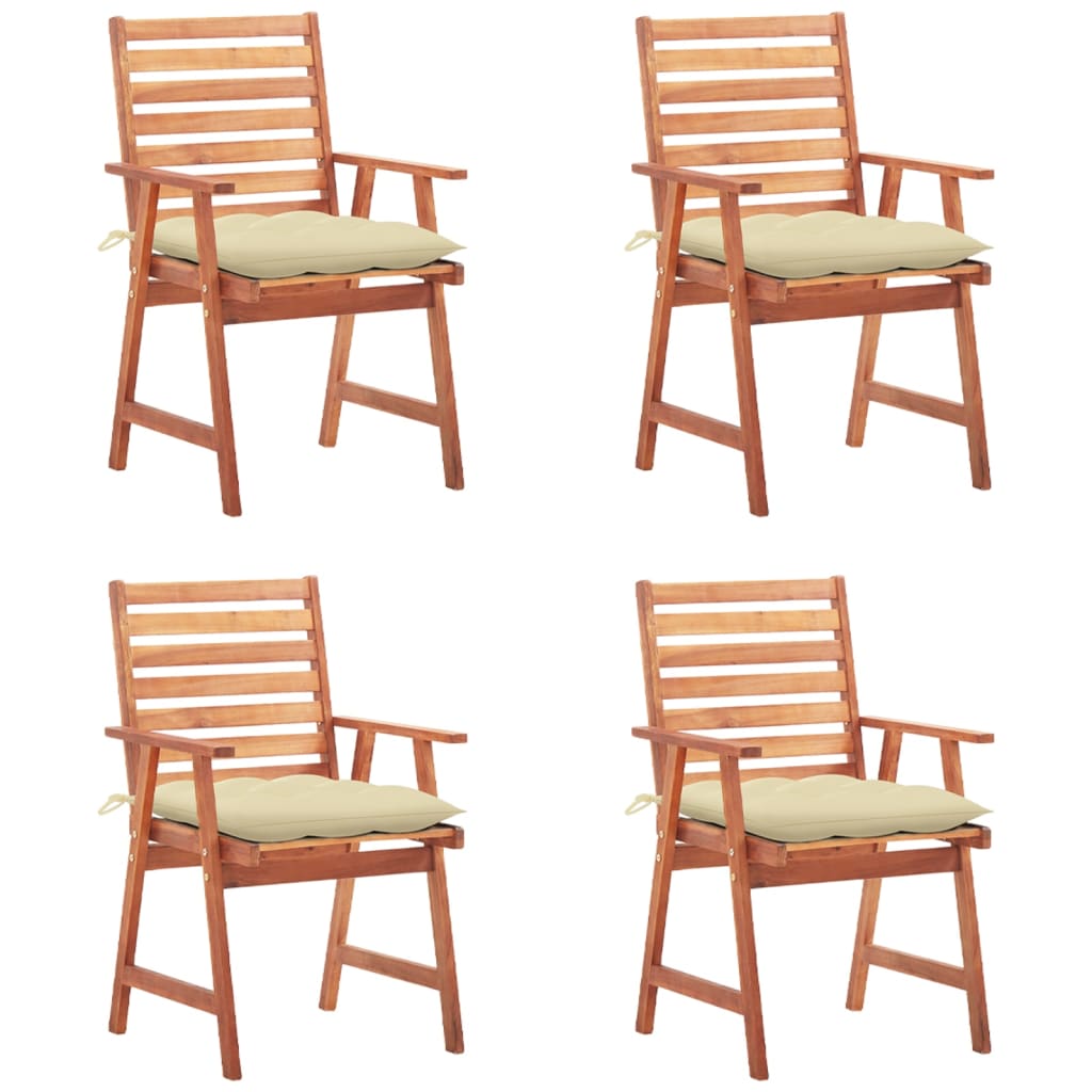 vidaXL Patio Dining Chairs Outdoor Patio Chair with Cushions Solid Wood Acacia-24