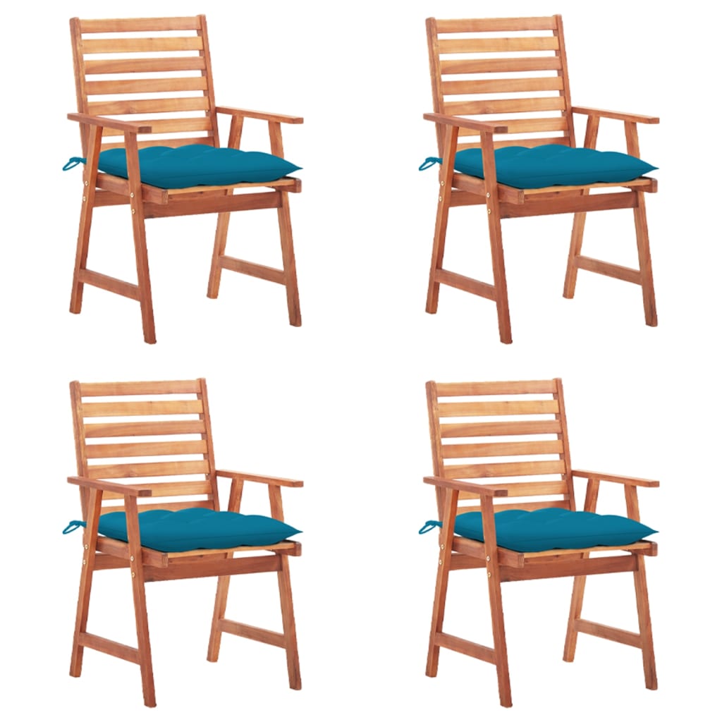 vidaXL Patio Dining Chairs Outdoor Patio Chair with Cushions Solid Wood Acacia-56