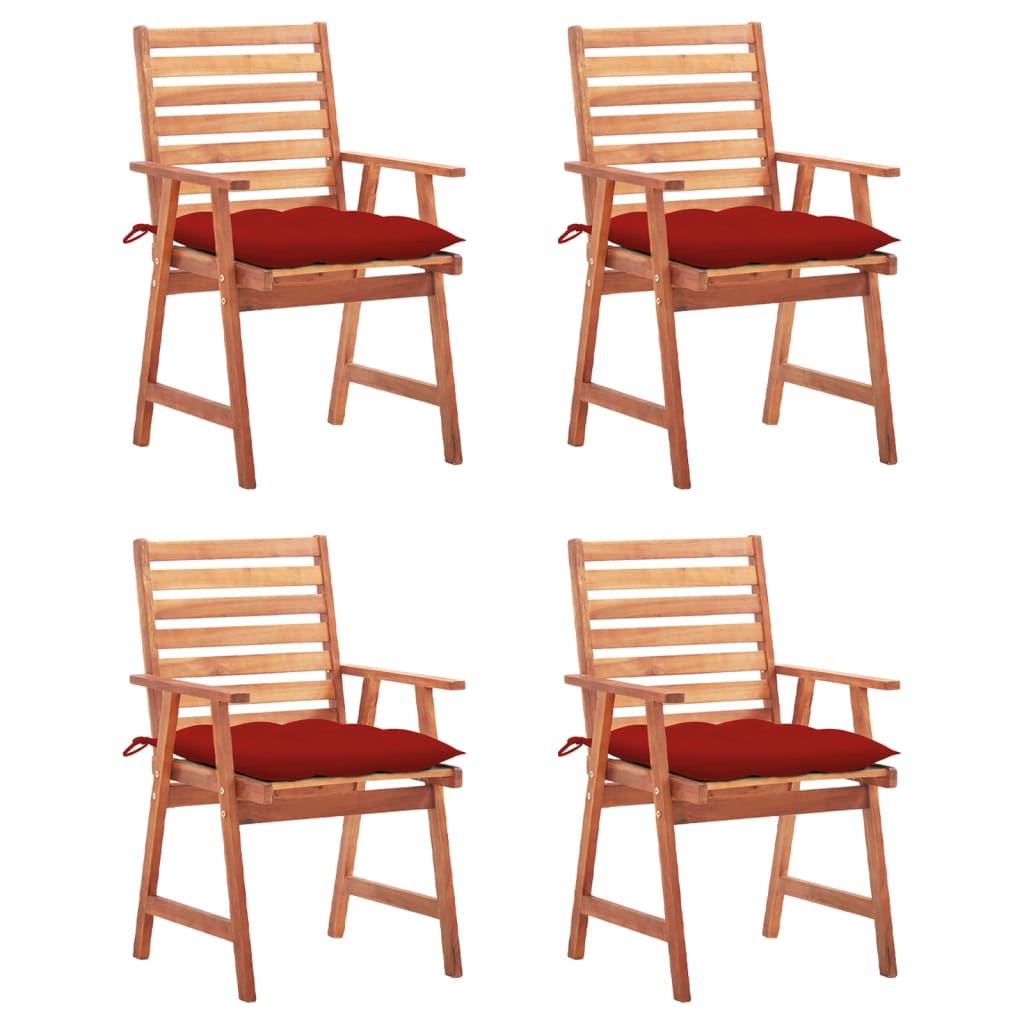 vidaXL Patio Dining Chairs Outdoor Patio Chair with Cushions Solid Wood Acacia-36