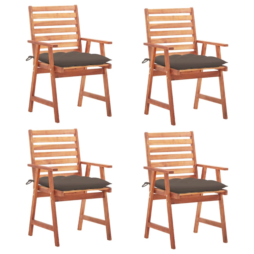 vidaXL Patio Dining Chairs Outdoor Patio Chair with Cushions Solid Wood Acacia-44