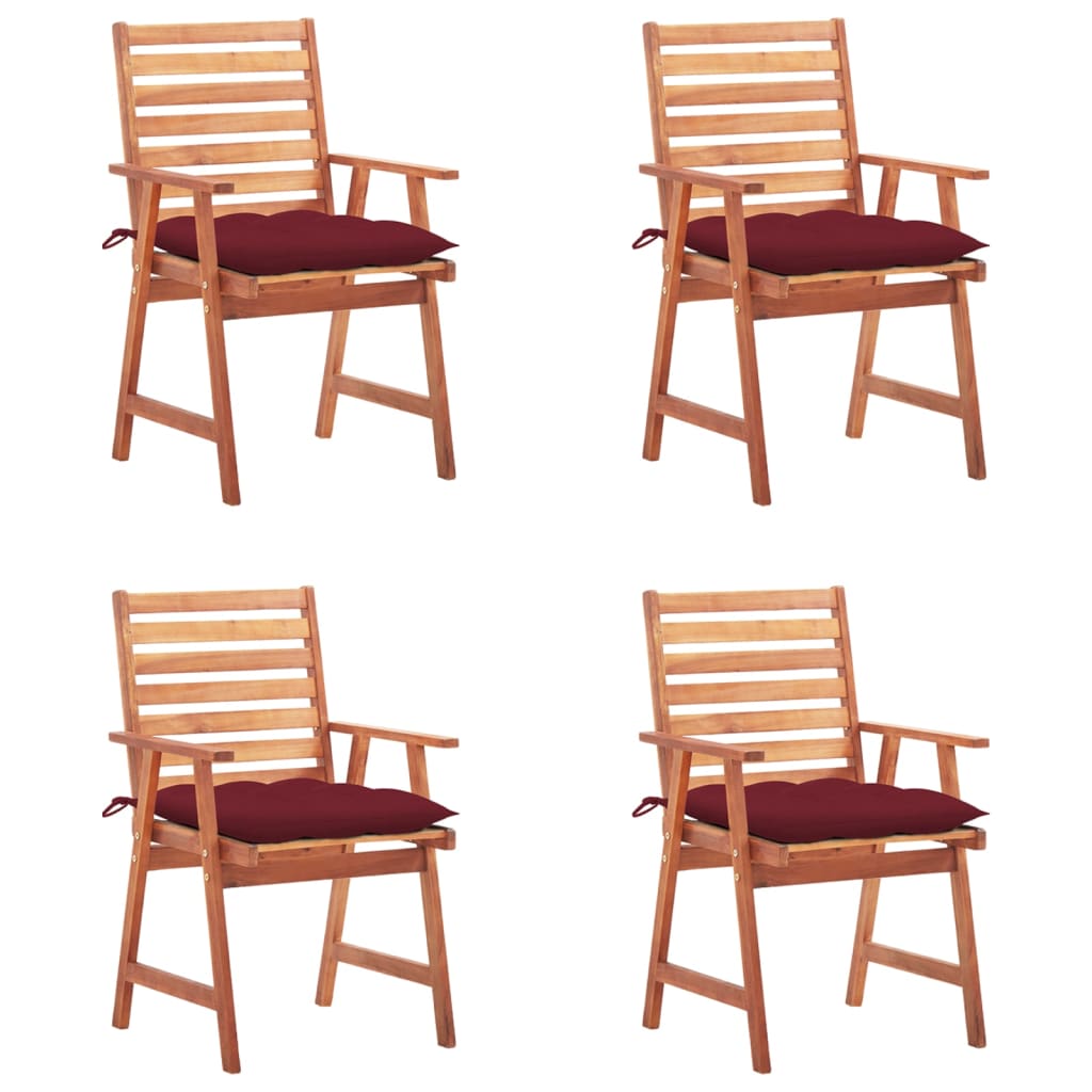 vidaXL Patio Dining Chairs Outdoor Patio Chair with Cushions Solid Wood Acacia-49