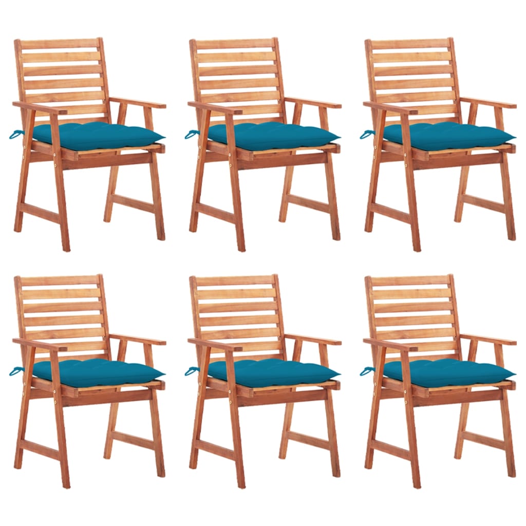 vidaXL Patio Dining Chairs Outdoor Patio Chair with Cushions Solid Wood Acacia-53