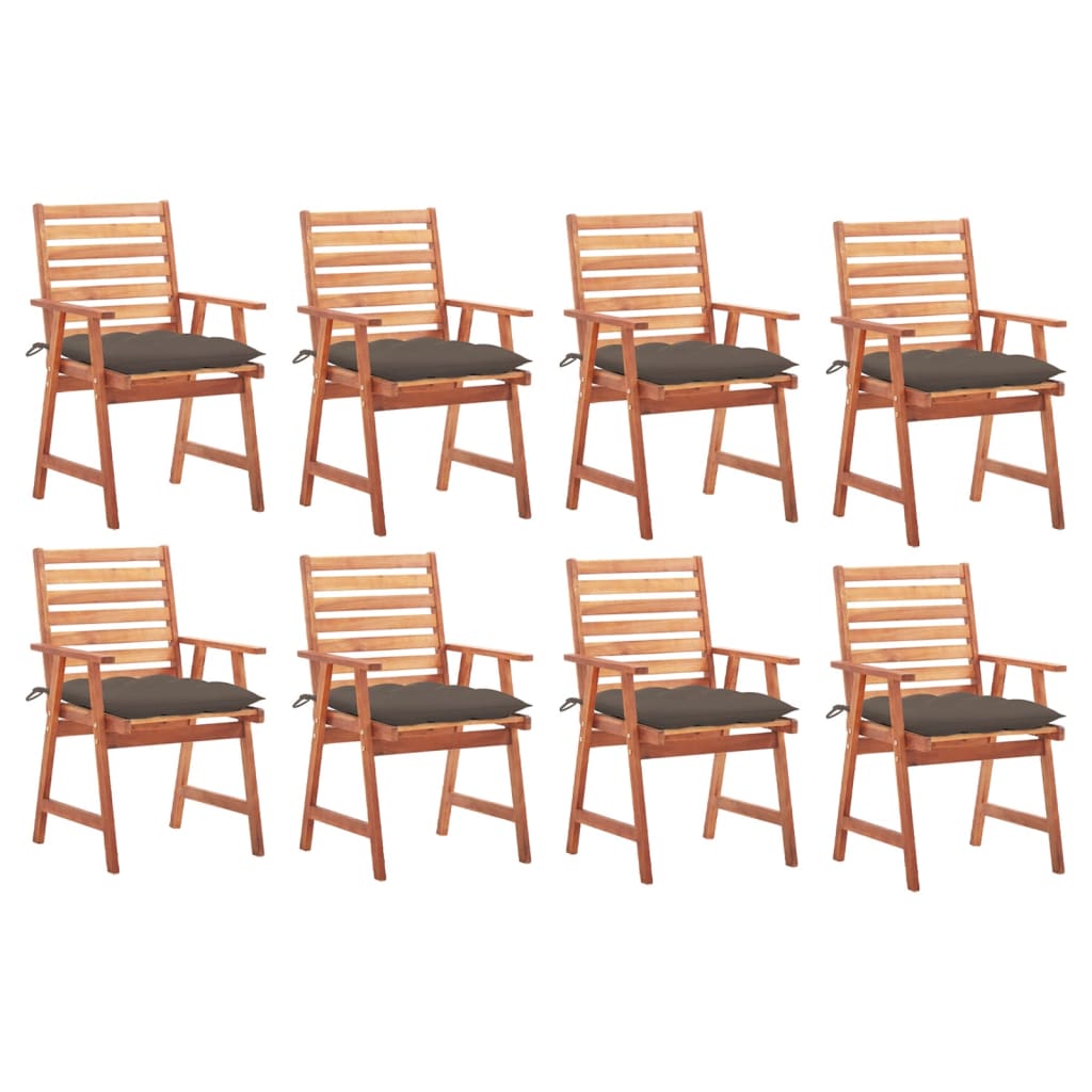 vidaXL Patio Dining Chairs Outdoor Patio Chair with Cushions Solid Wood Acacia-45