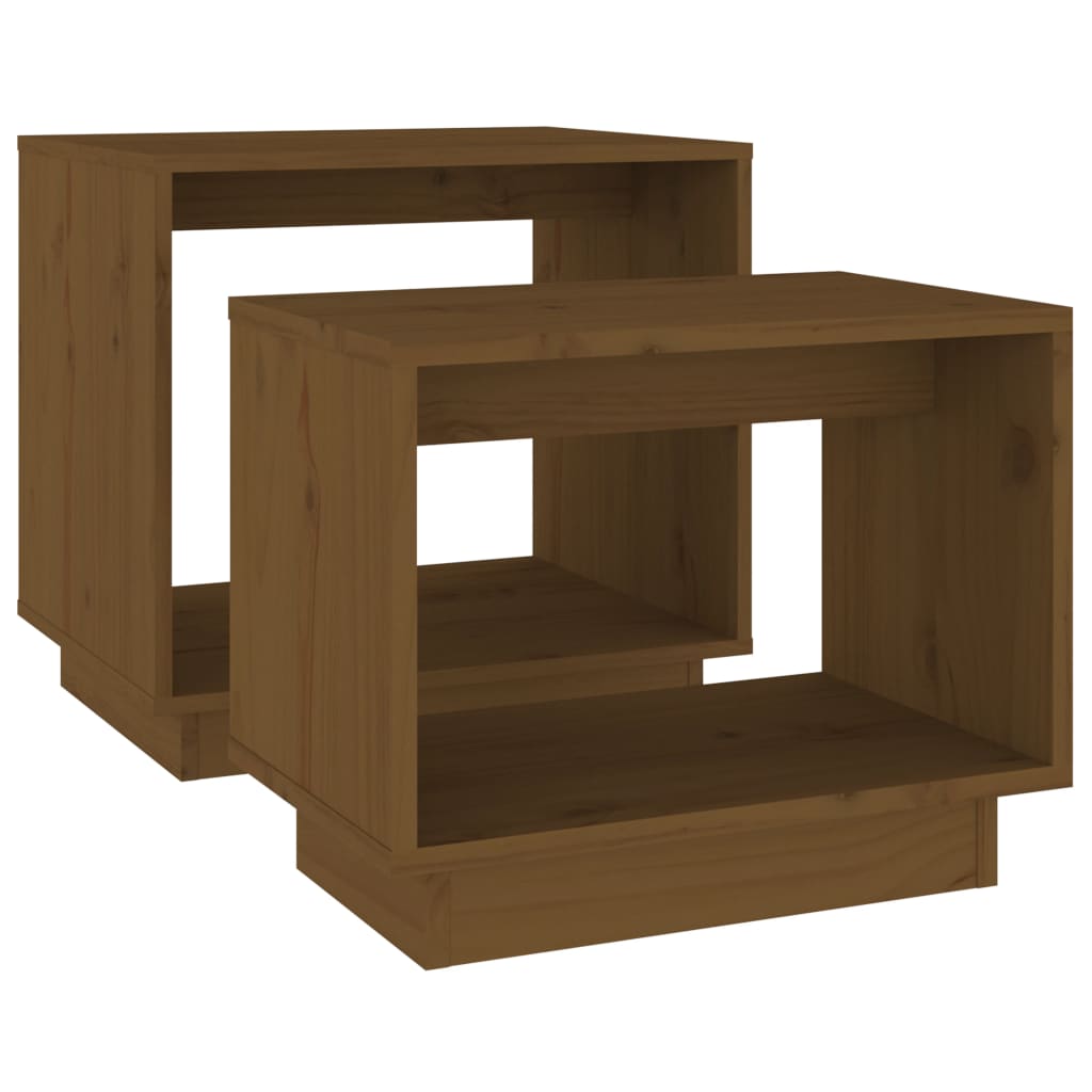 vidaXL Coffee Tables 2 Pcs End Nesting Table for Living Room Solid Wood Pine-0