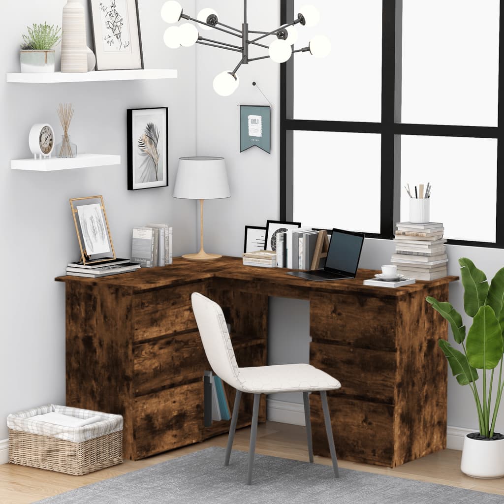 vidaXL Corner Desk Computer Desk Workstation Table Workstation Engineered Wood-14