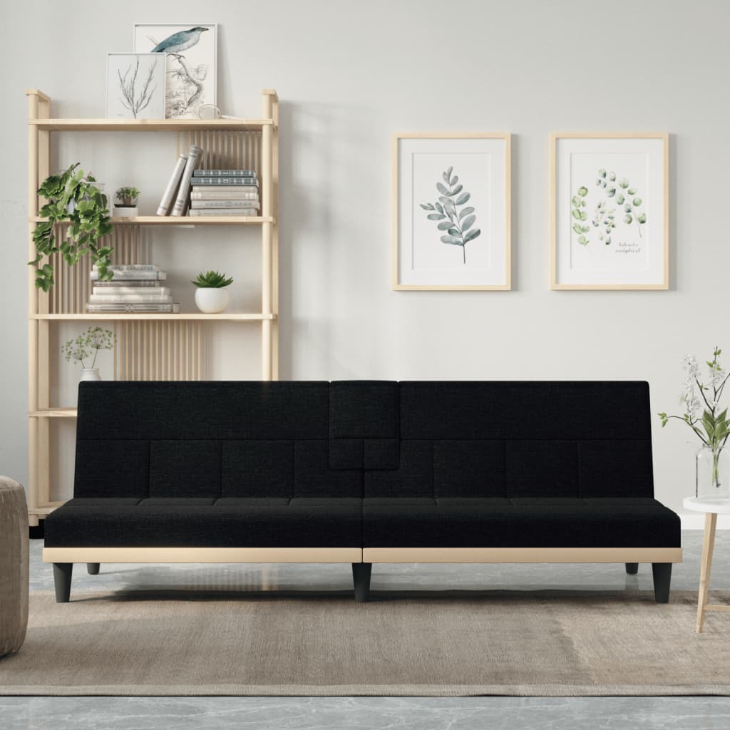 vidaXL Sofa Bed Convertible Sofa Bed with Cup Holders for Living Room Fabric-5