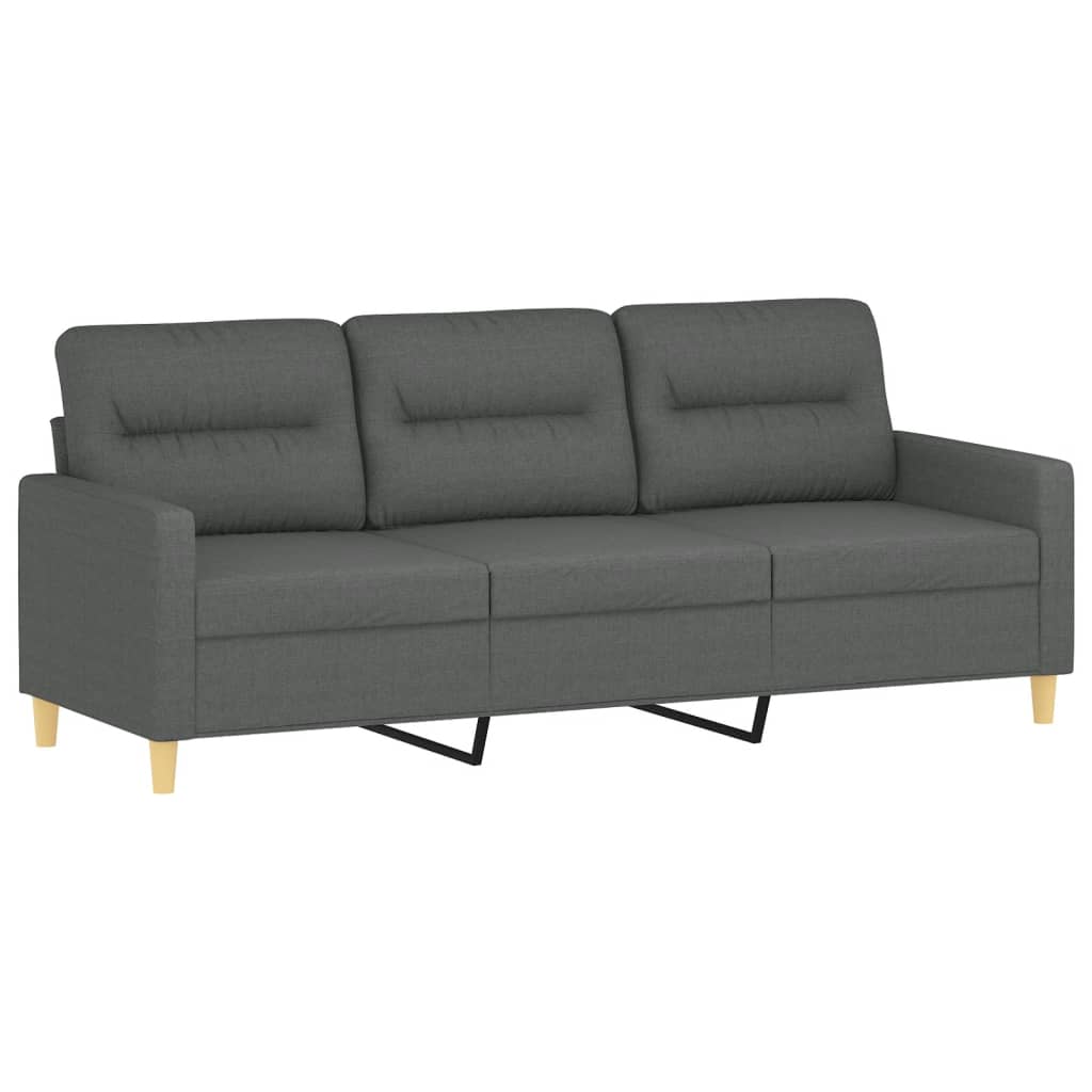 vidaXL 3 Piece Sofa Set with Pillows Dark Gray Fabric-2