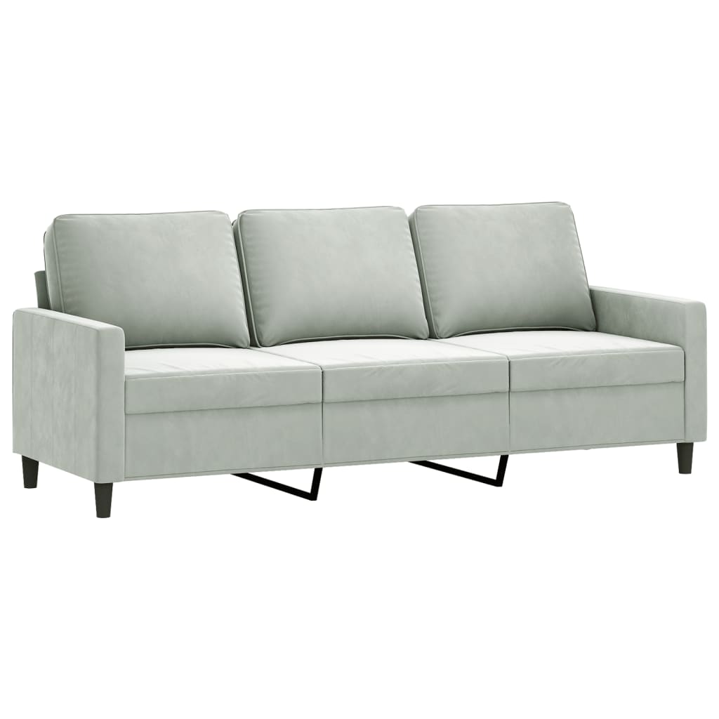 vidaXL 3 Piece Sofa Set with Pillows Light Gray Velvet-3