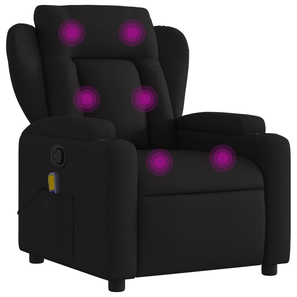 vidaXL Massage Recliner Chair Black Fabric-2