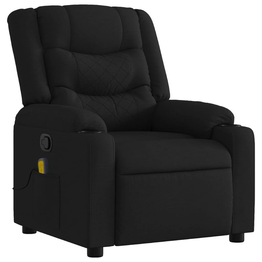 vidaXL Massage Recliner Chair Black Fabric-3