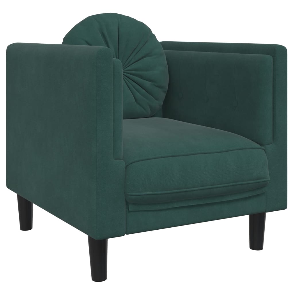 vidaXL 3 Piece Sofa Set with Pillows Dark Green Velvet-2