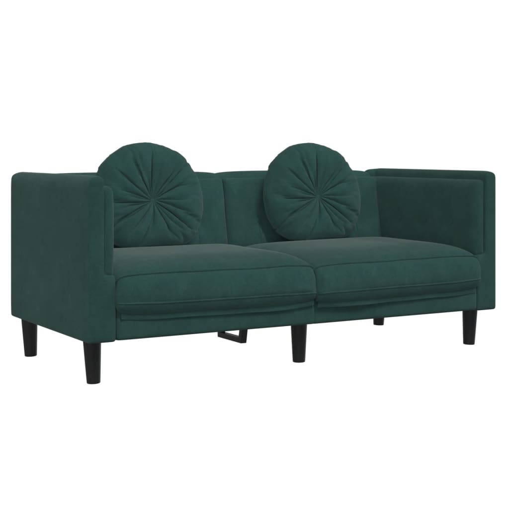 vidaXL 3 Piece Sofa Set with Pillows Dark Green Velvet-3