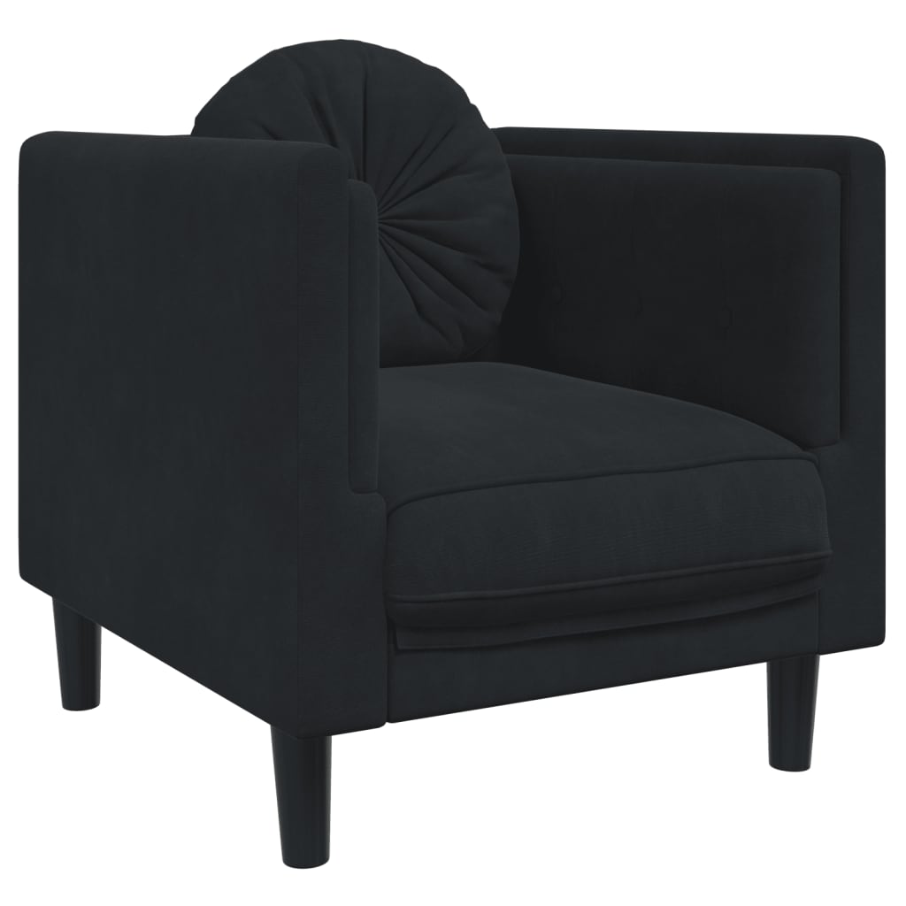 vidaXL 3 Piece Sofa Set with Pillows Black Velvet-2