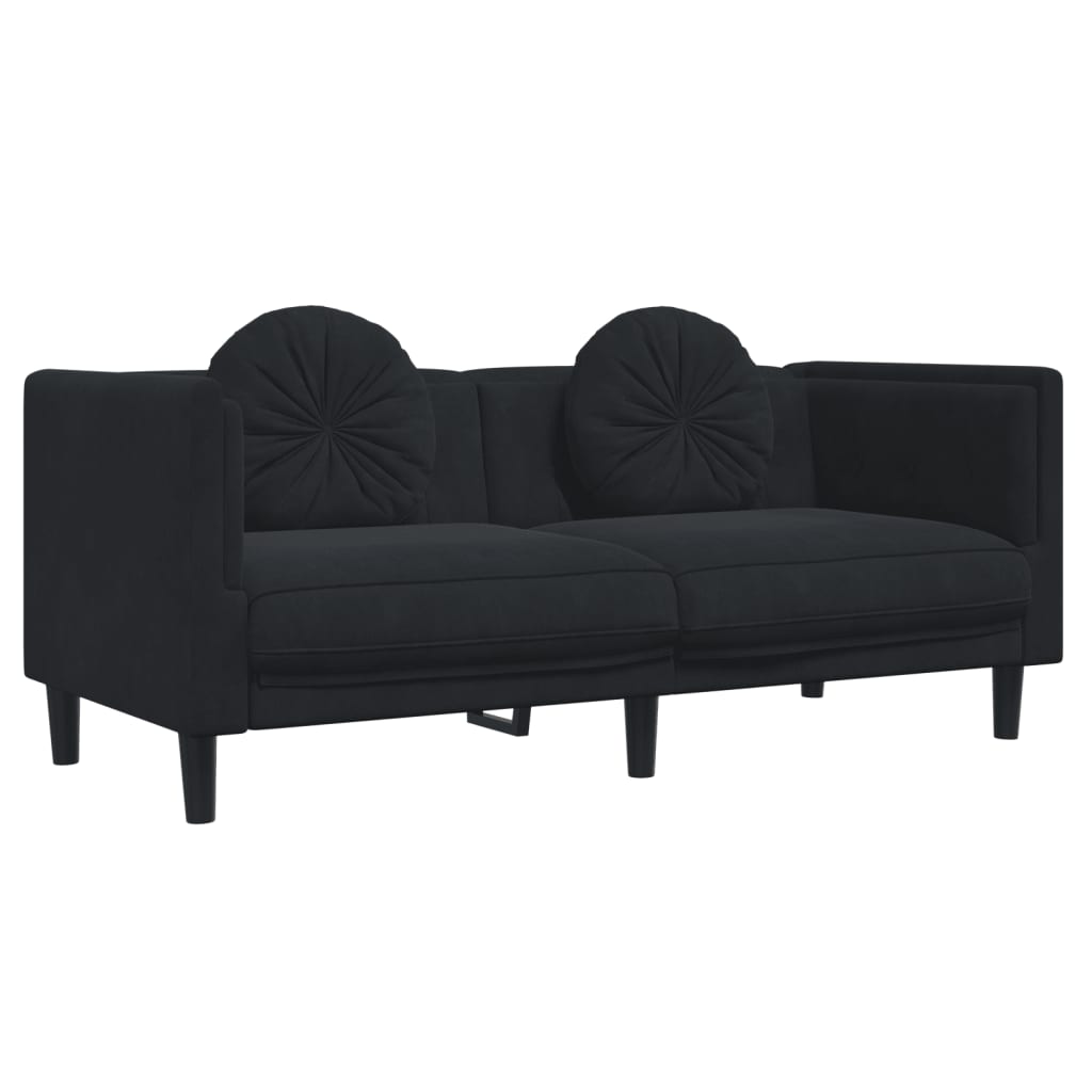 vidaXL 3 Piece Sofa Set with Pillows Black Velvet-3