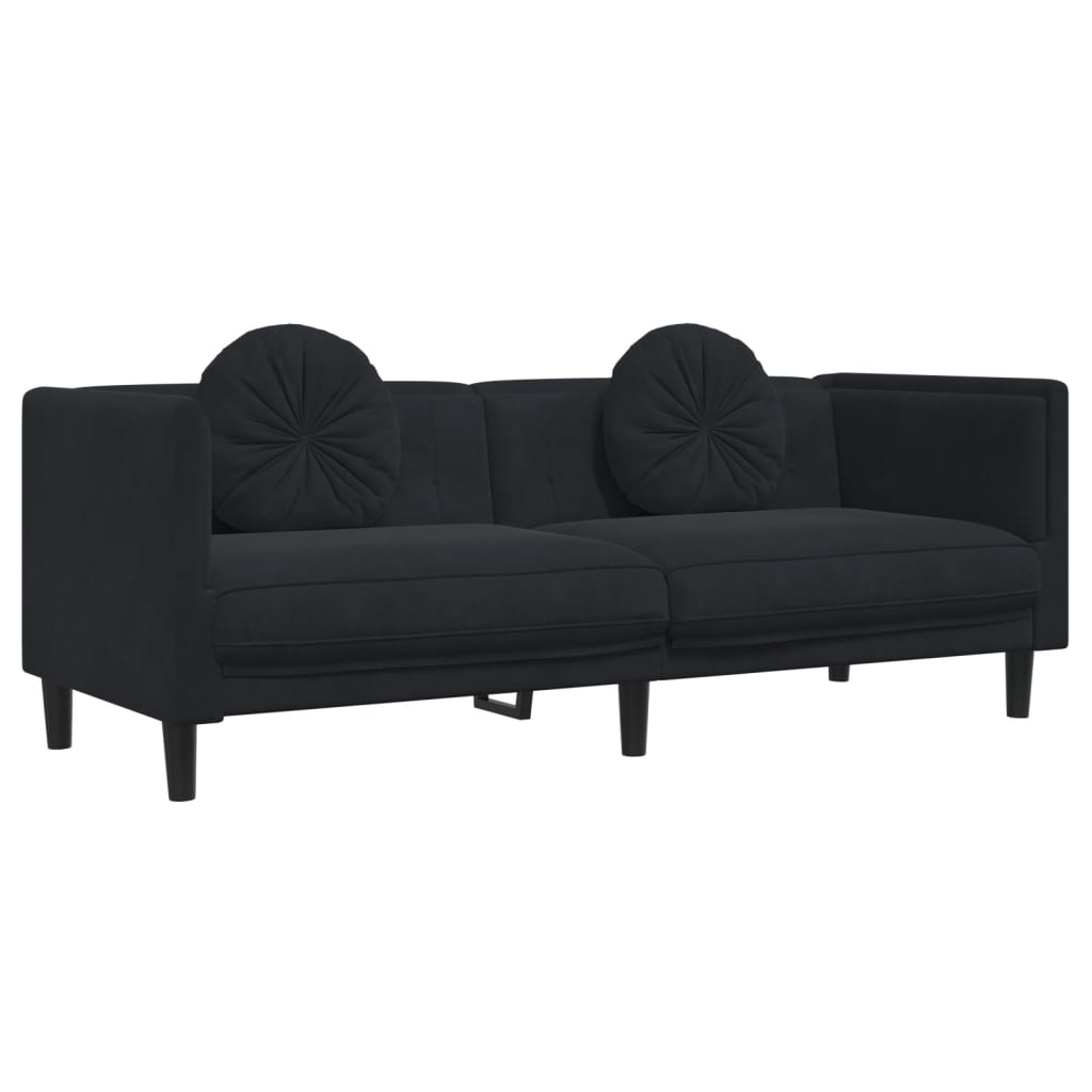 vidaXL 3 Piece Sofa Set with Pillows Black Velvet-4