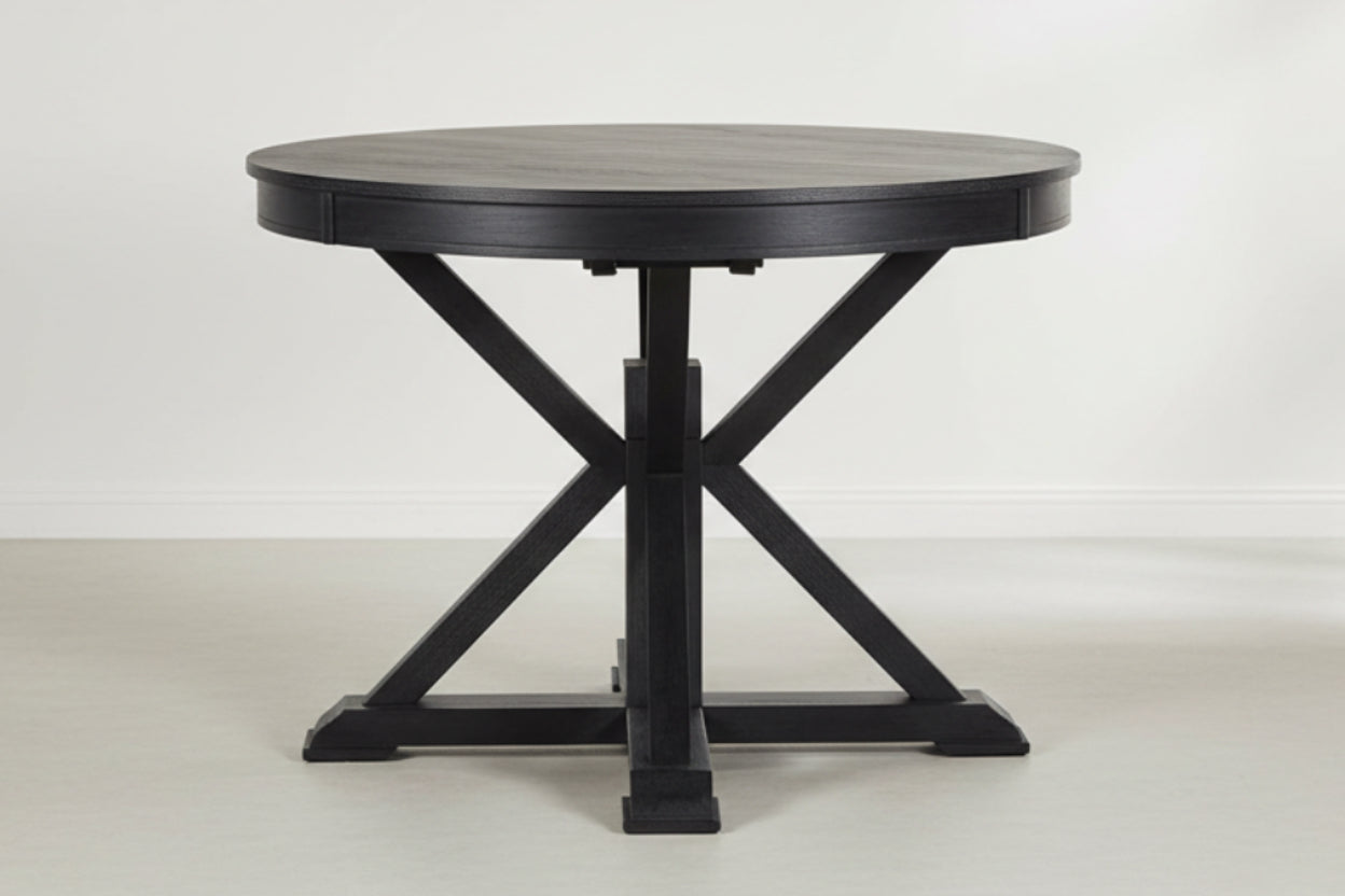 Extendable Round Dining Table Set 5 Piece Modern Farmhouse Style-3
