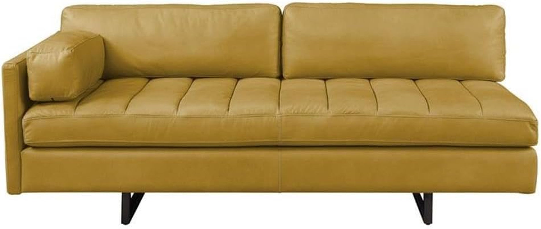 Yellow leather sofa on a white background