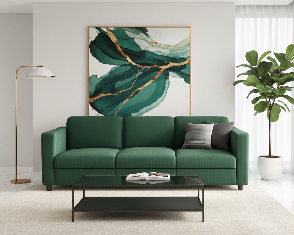Green Modular Sectional Sofa Featuring Deep Storage-0