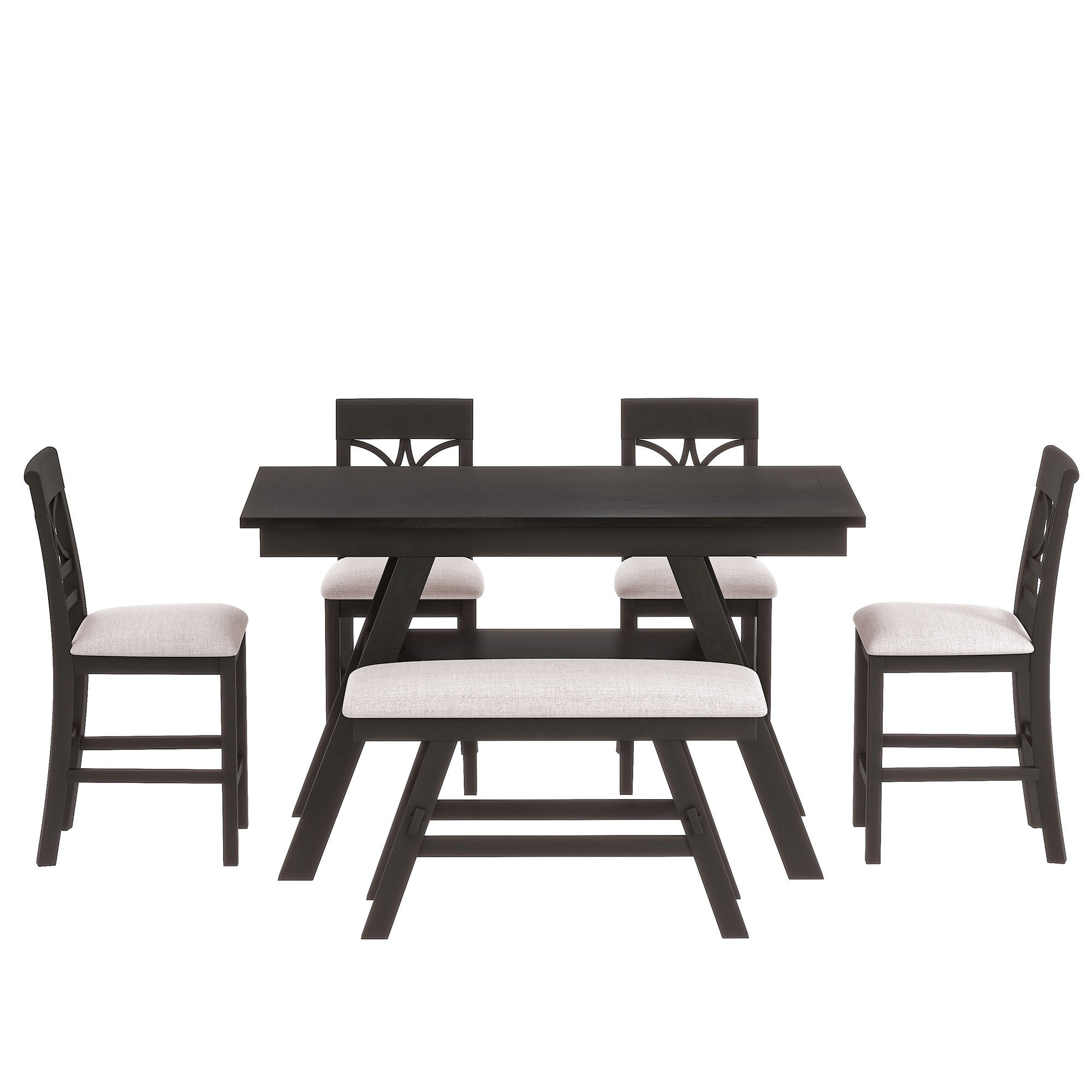 6-Piece Wood Counter Height Dining Table Set-2