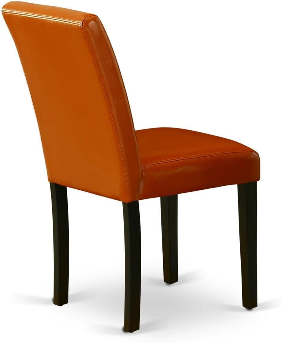 Orange chair with black legs on a white background