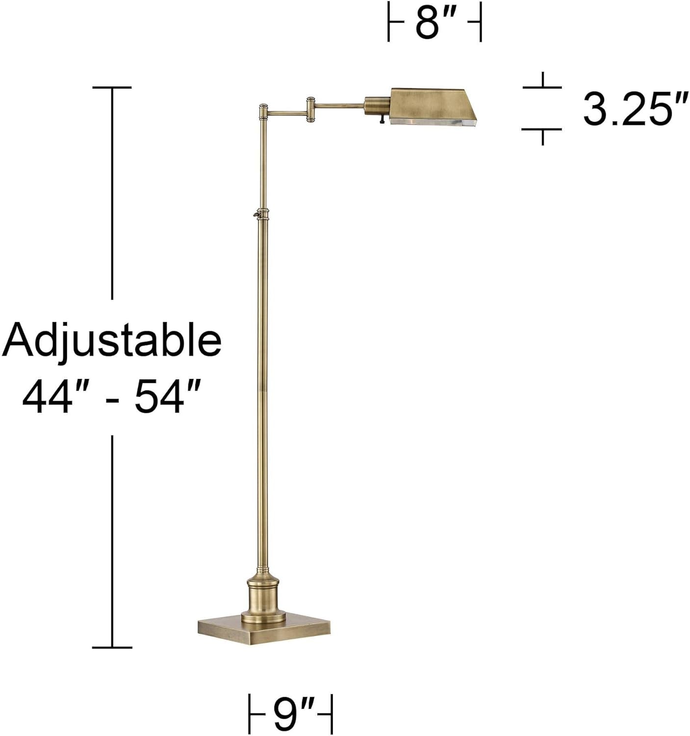 Hardy Haus Aged Brass Adjustable Floor Lamp Swingarm Industrial