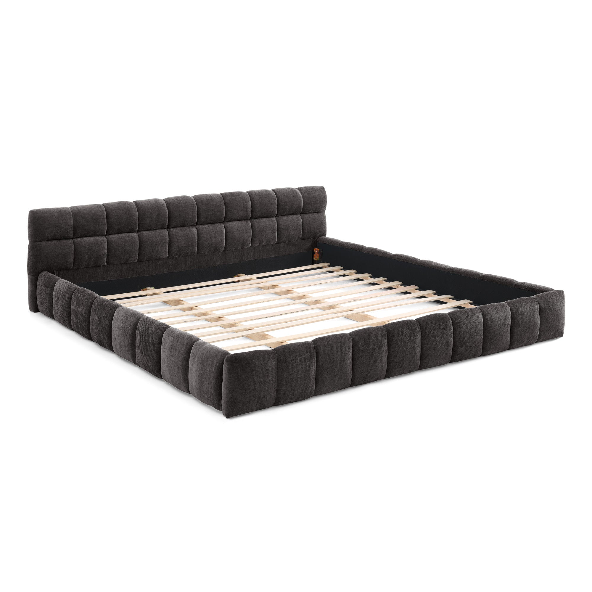 Upholstered Bed Frame with Thick Chenille Fabric, Grounded Platform