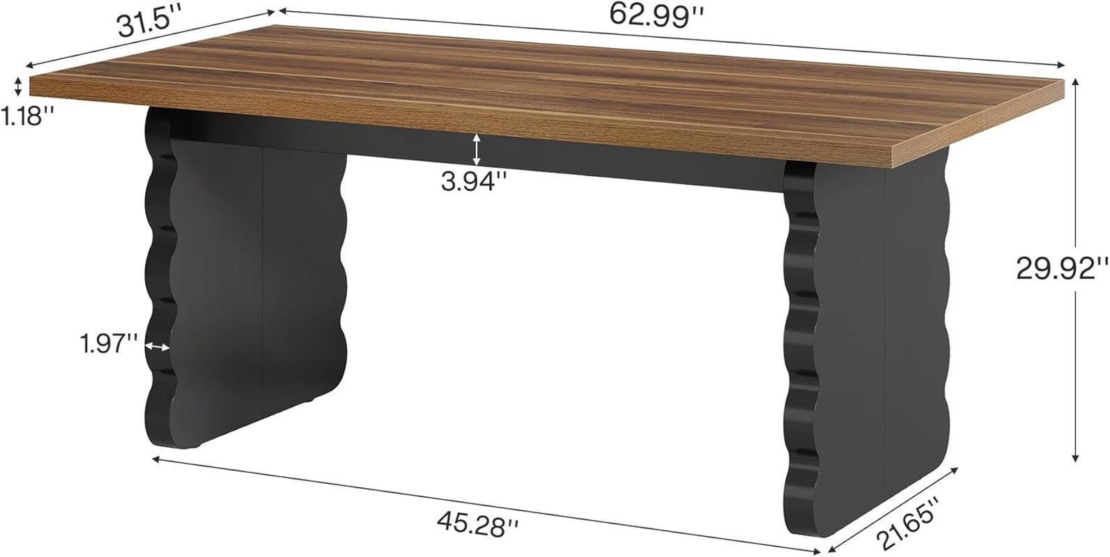 Table with dimensions labeled on a white background