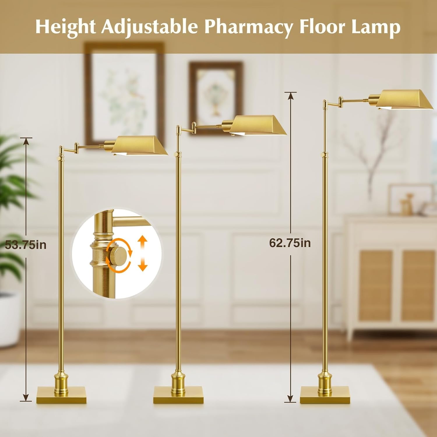 Gold Color Temperature Adjustable Floor Lamp Swing