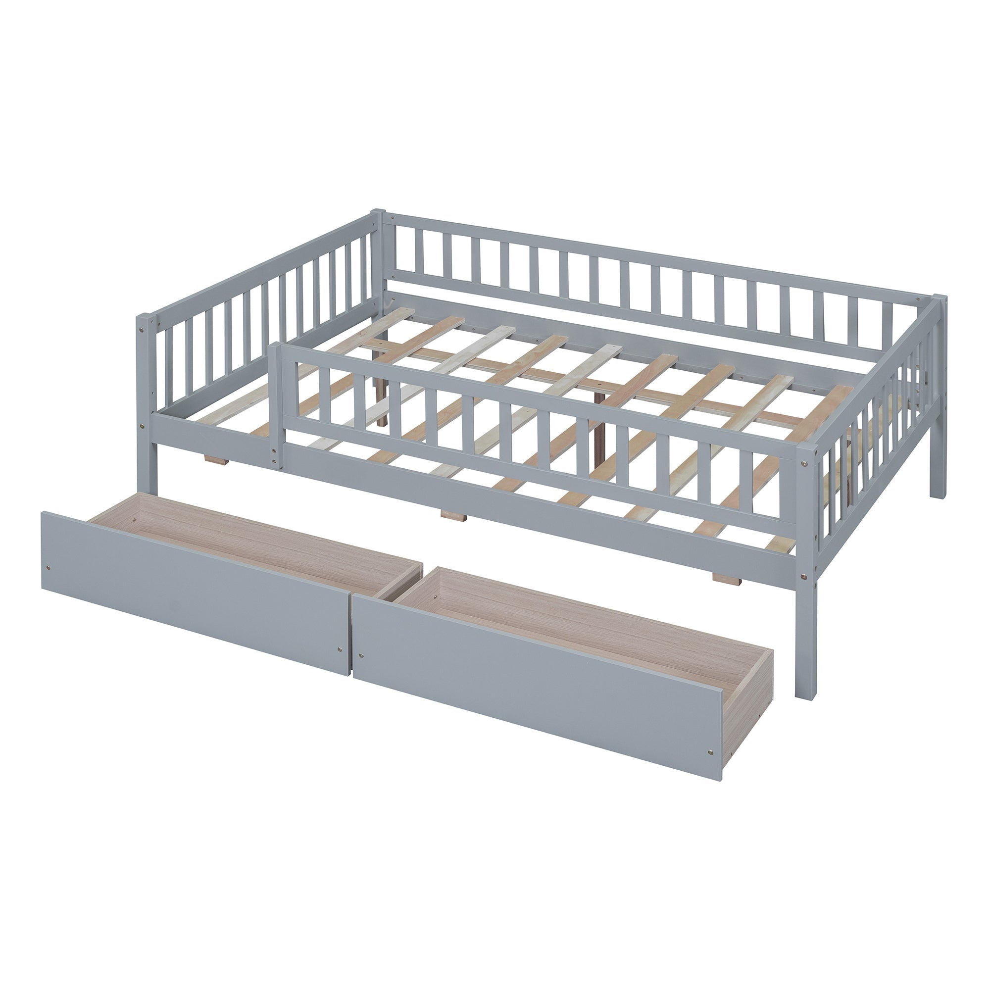 Full Size Daybed Wood Bed with Two Drawers