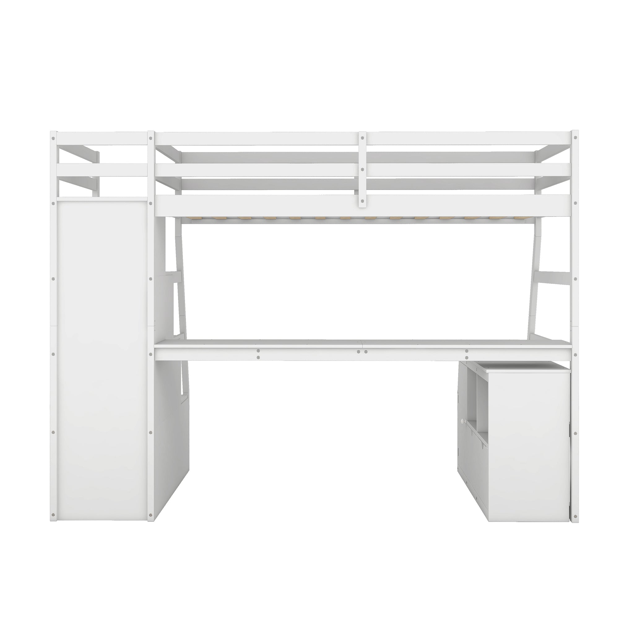 Twin Size Loft Bed with 7 Drawers 2 Shelves and Desk