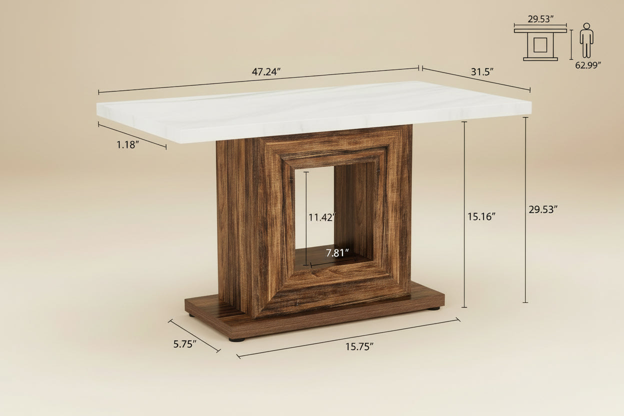 Dimensions of a wooden side table with white top