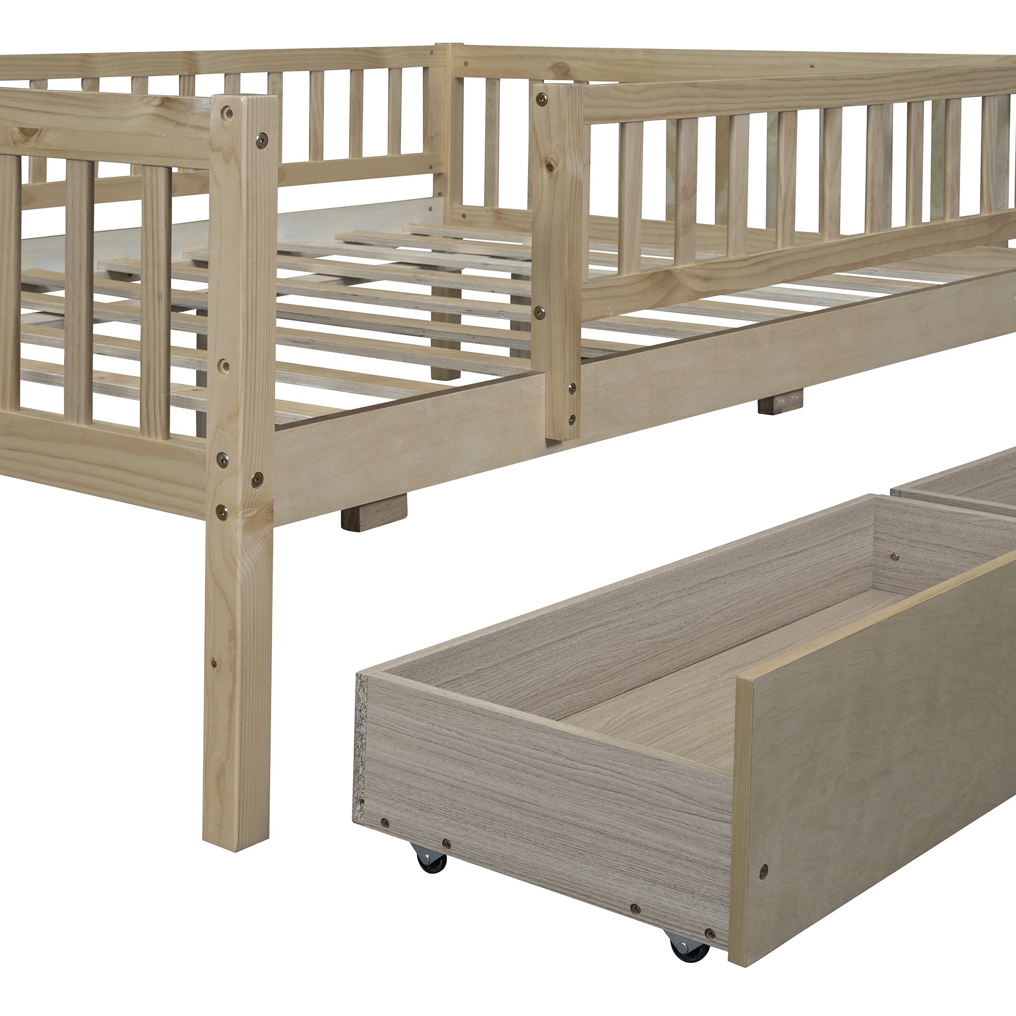 Full Size Daybed Wood Bed with Two Drawers