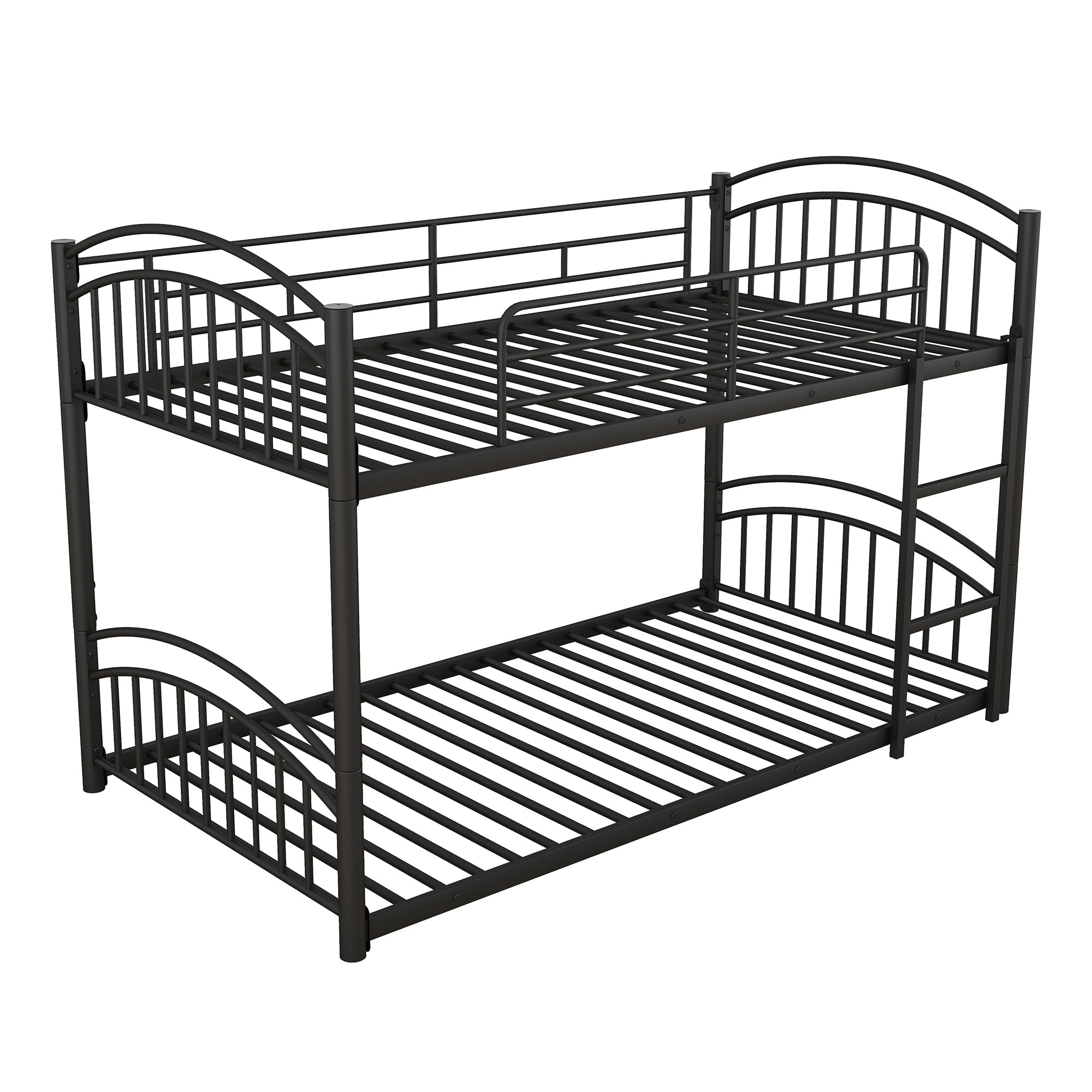 Twin Over Twin Metal Bunk Bed With Slide, Kids House Bed